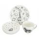  Feines ZOO Kindergeschirrset (Teller, Schüssel, Tasse)