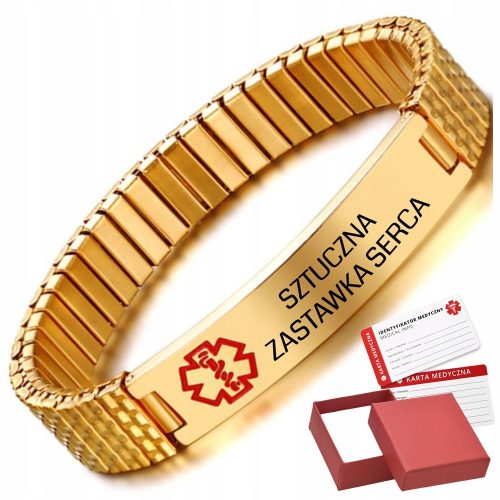  VERGOLDETES HERZSTIMULARES BAND-ARMBAND mit elastischem Band, Stahl