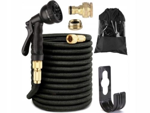  Gartenschlauch, flexibel, ausziehbar, Pistole, Anschlüsse, Haken, Tasche, 45 m