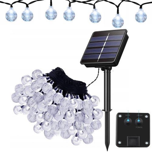  22 m Solar-Gartengirlande, 200 LED-Glühbirnen, kaltweiß, Balkon, Terrasse