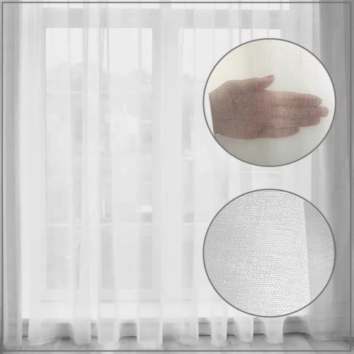  Fertiger weißer Vorhang mit Froschband, Voile unter Leinen 300x250 Vorhänge für das Wohnzimmer