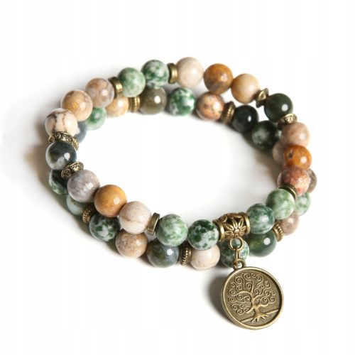  DAMEN-ARMBAND-SET 2in1 LEBENSBAUM NATURSTEINE