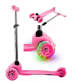  DREIRAD-ROLLER FÜR KINDER, BALANCIERBAR, LED-RÄDER, ROSA