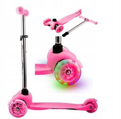  DREIRAD-ROLLER FÜR KINDER, BALANCIERBAR, LED-RÄDER, ROSA