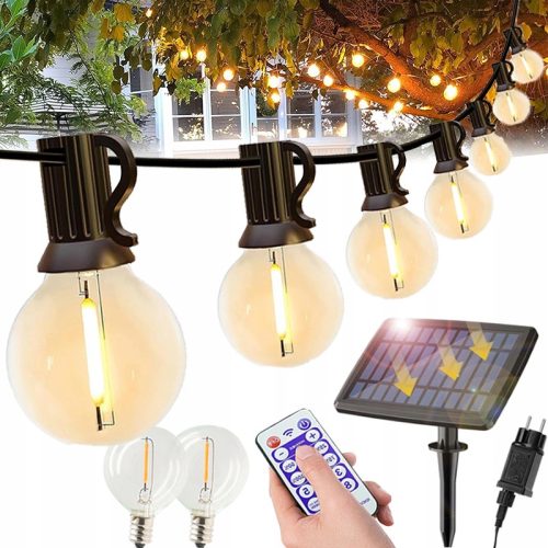  SOLAR GARTEN GARLAND LICHTERKETTE 10M 30+2ST G40 GLÜHBIRNE MIT FERNBEDIENUNG