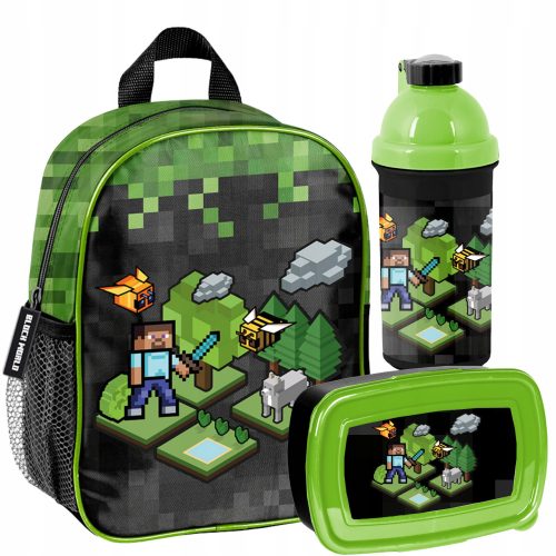  Minecraft Paso Kindergartenrucksack mit einem Fach für Jungen, Schwarz, Grüntöne, Mehrfarbig + 2 weitere Produkte