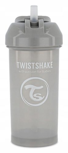  TWISTSHAKE Silberbecher mit Strohhalm, 360 ml, Grau