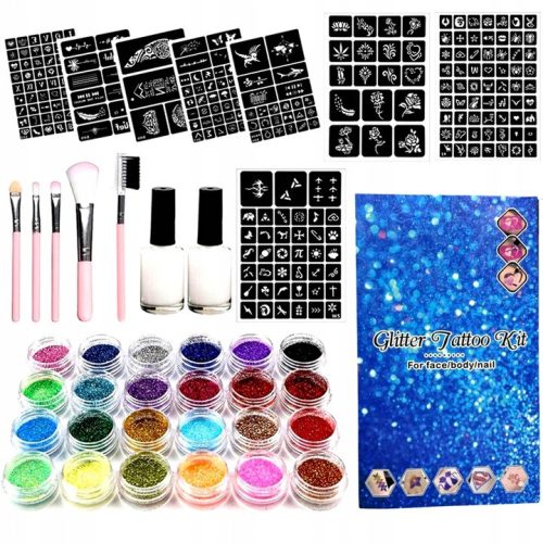  GLITZER-TATTOOS-Set mit HIGHLIGHTER 212-tlg