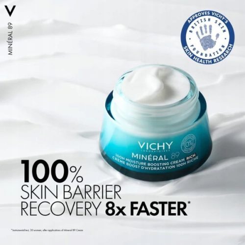 Vichy Minéral 89 100H Hyaluronsäure-Reichhaltige Feuchtigkeitscreme für Trockene Haut 50ml
