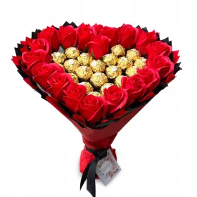    Ferrero Rocher Blumenstrauß und Seifenrosen 18 Stk. Geschenk zum 18. Geburtstag