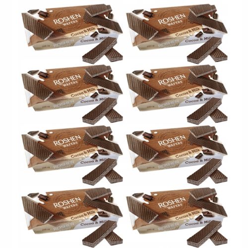 Roshen Choco Milk Waffeln mit Milch-Kakao-Füllung, 8x216g Packung