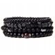 DAMEN-ARMBAND-SET 4in1 NATURSTEINE ONYX, GRANIT UND HOLZ