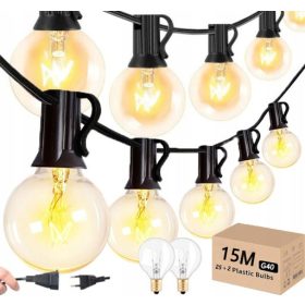    GIRLANDE GROSSE GARTENBELEUCHTUNG IM FREIEN, TERRASSE, BALKON, TERRASSE, KUGELN, 15M, 25STK