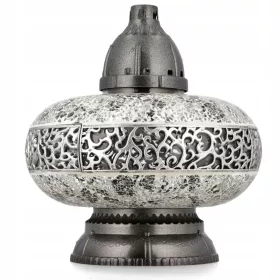  UFO-Kerze, Buntglas, Silber, Weiß, Schwarz, 29 cm