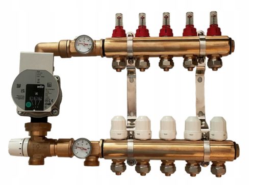  Verteiler 6 für Fußbodenheizung mit einer PUMPENGRUPPE für Fußbodenheizung, WILO-Pumpe