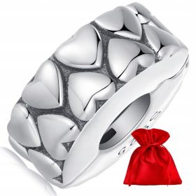    H009 Manschettenknopf mit Herzen, Stoppuhr, Kristallen und silbernem Anhänger