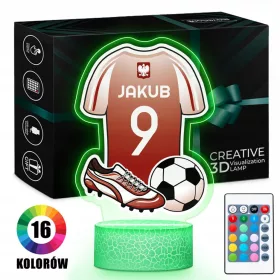    LED-3D-Schreibtisch-Nachtlampe für einen Jungen mit Namen Fußball-T-Shirt