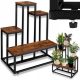  STEHENDER BLUMENSTÄNDER METALL-BLUMENSTÄNDER RUSTIKALE EICHE LOFT-REGALE 67 cm