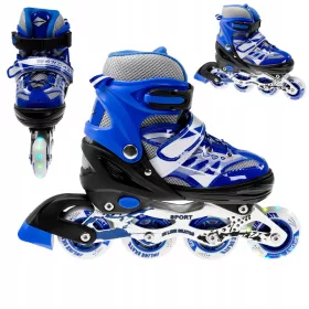  INLINE-SKATES VERSTELLBARE ROLLEN BLAU 34-37 LED-RAD
