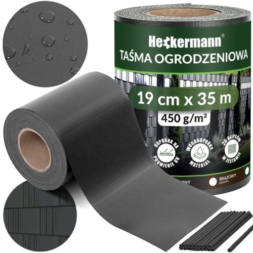  Heckermann Zaunband 19 cm x 35 m, dunkelgrau