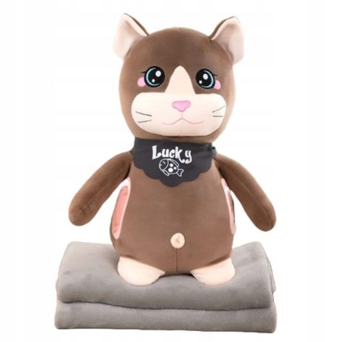  Maskottchen großes 3-in-1-Kissen mit Decke, Katzenplüsch