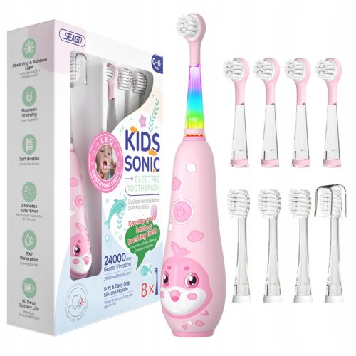  Schallzahnbürste für Kinder, magnetische Aufladung, bunte LED