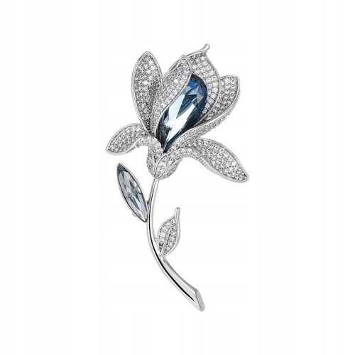  PINETS Wunderschöne silberne BLUMENbrosche mit blauem Zirkon