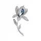  PINETS Wunderschöne silberne BLUMENbrosche mit blauem Zirkon