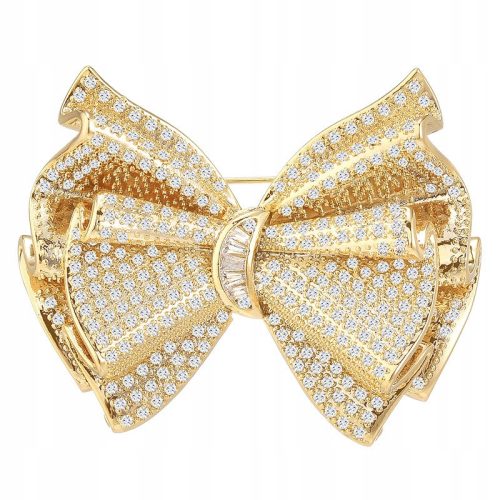  PINETS Phänomenale BOWKARD-Brosche, elegant, 14 Karat vergoldet mit Zirkonen