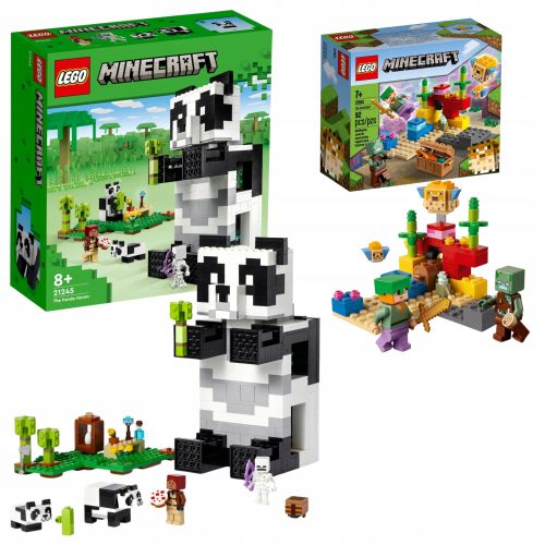  LEGO Minecraft 21245 Panda-Schutzgebiet + LEGO Minecraft 21164 Korallenriff