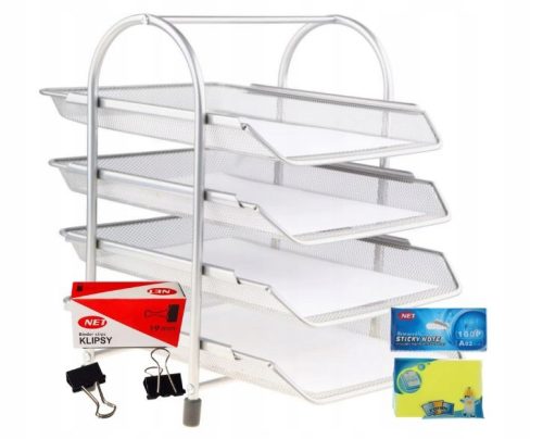  Net W4701 silbernes Aktenregal + Büroklammern 19 mm, Büroklammern 12 Stück