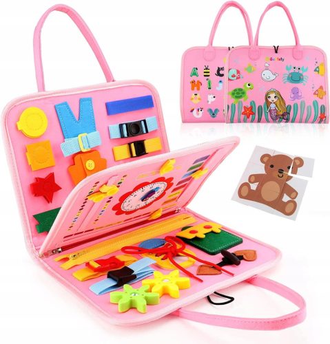  MONTESSORI SENSORISCHES MANIPULATIONSBRETT UHRMATERIAL LERNEN ROSA
