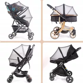   MOSKITONETZ GEGEN MÜCKENNETZ FÜR KINDERWAGEN MIT GONDEL 3 IN 1 MIT REISSVERSCHLUSS