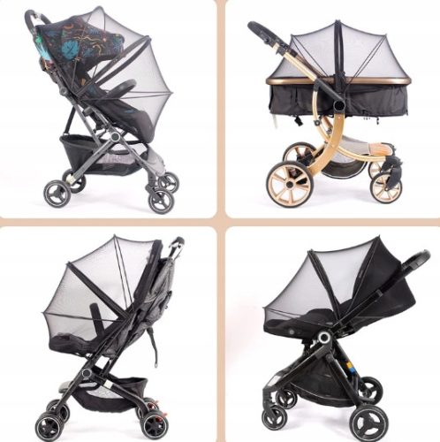 MOSKITONETZ GEGEN MÜCKENNETZ FÜR KINDERWAGEN MIT GONDEL 3 IN 1 MIT REISSVERSCHLUSS