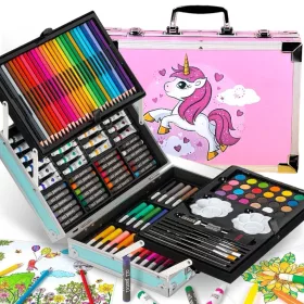    Kreatives Kunstset mit 145 Elementen, Farben, Buntstiften und Markern