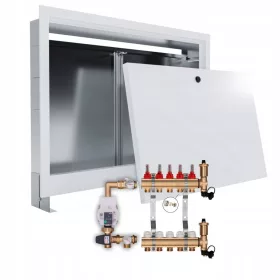    Unterflurverteiler 5 + WILO-PUMPE + ANSCHLÜSSE + UNTERPUTZDOSE