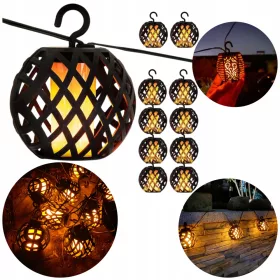    Solarlampe, Einbau, Outdoor LED-Solarlampe, hängend, schwarz, 200 cm, 10 Stk.