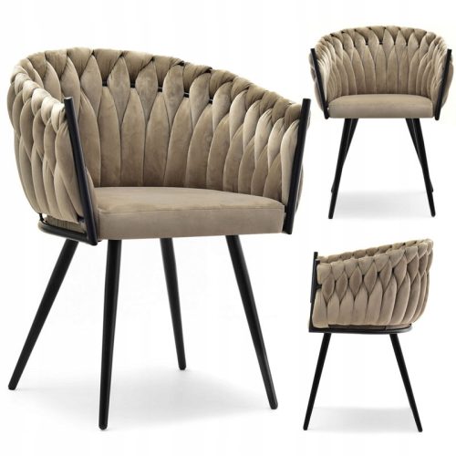  VELOURS-SESSEL MIT ROSA-STOFF, BEIGE, SCHWARZ