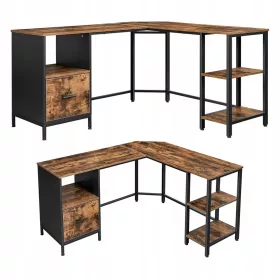    Vasagle LWD75X Eckschreibtisch 150x137x75 cm schwarz und braun