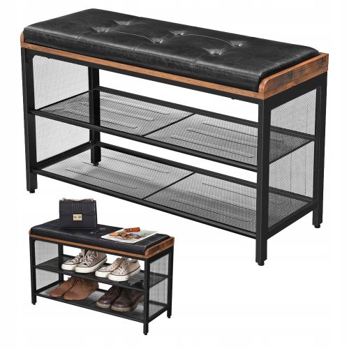 Songmics Schuhschrank mit Sitzfläche 80 x 48 x 30 cm schwarz