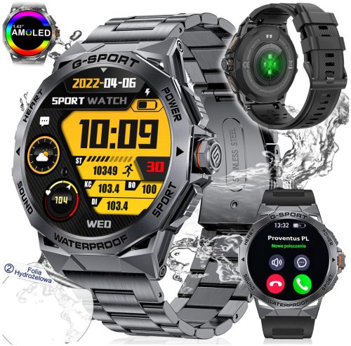  SMARTWATCH HERRENUHR AMOLED POLNISCHEN MENÜ SPORT HERZFREQUENZ ANRUFE SMARTWATCH