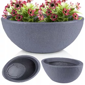    Vilde Blumentopf 59 cm x 34 x 23 cm, Kunststoff in Grau- und Silbertönen