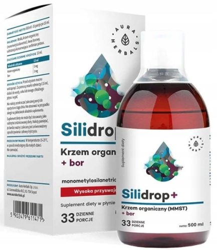 AURA Herbals Silidrop+ organisches MMST-Kieselsäuregel mit Bor, flüssig 500 ml