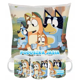    BECHER + KISSEN-SET BINGO Blau BLUEY DISNEY + NAME GEBURTSTAGGESCHENK