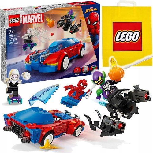  LEGO Super Heroes 76279 Spider-Man und Green Goblin Venom Rennwagen + LEGO Papiertüte