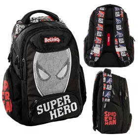   BeUniq Spiderman Schulrucksack für Jungen, mehrfächerig, schwarz