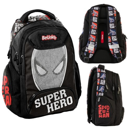 BeUniq Spiderman Schulrucksack für Jungen, mehrfächerig, schwarz