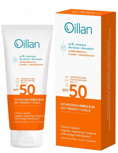OILLAN Sonnenschutzemulsion SPF 50+ für Gesicht und Körper ab 6 Monate, 100 ml