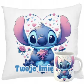    BECHER + STICH-KISSEN-Set LILO UND STICH + NAME VERSCHIEDENE MUSTER