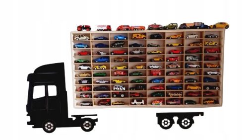  AUTO-REGAL-ORGANISATOR HOT WHEELS 80 FÄCHER AUS HOLZ + LKW